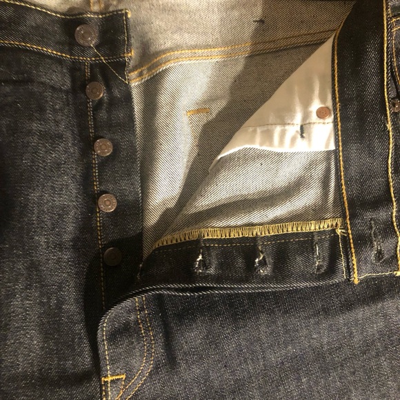 Levi’s Strauss 501 Buttons Fly Original Jeans Shrink-to-Fit Dark-blue Size 42X32 - Picture 7 of 10